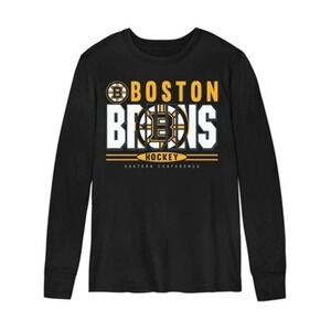 Graphic NHL Boston Bruins Long Sleeve Shirt Black New Boys Size L 12/14
